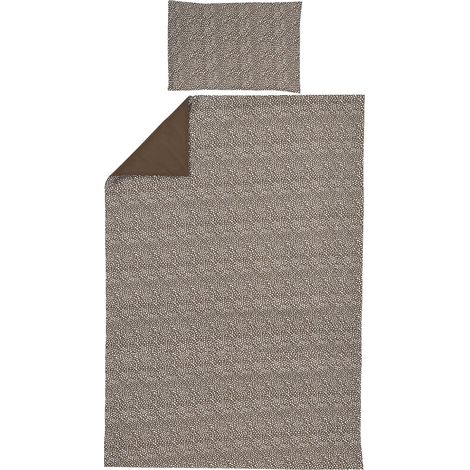 Linge de lit Cheetah/Uni pour 1 personne coton matière respirante entretien facile bande pliante pratique taille 140 x 200/220 cm chocolat (1/2)