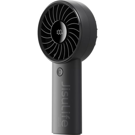 Tragbarer Mini-Ventilator mit 3600 mAh und starkem Wind, wiederaufladbarer USB-Mini-Ventilator mit Digitalanzeige, 5 Windgeschwindigkeiten, ideal für Reisen, Schule, Wimpern – Schwarz