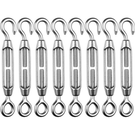 Tendeur à crochet et œil, en acier inoxydable réglable, adapté pour câble en acier, M4, 10PCS-a (1/2)