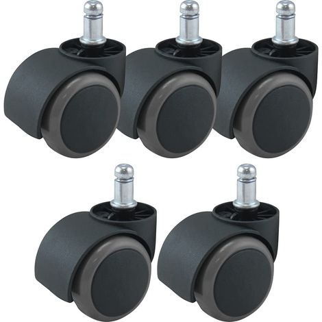 roulettes avec revêtement Caoutchouc pour Fauteuil de Bureau Universelles Diamètre 50 mm pour Sol Dur Couleur Noir/Gris - Lot de 5 (1/3)