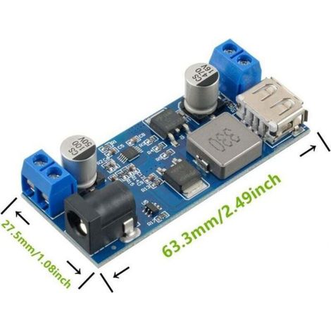 Module Convertisseur Abaisseur DC - 9V À 36V Vers 5V - 5A - Double Sortie - 63x27x10 mm - Lot De 2 (1/4)