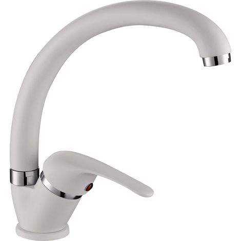 ambrosiana SEI1406WHI Rubinetto Miscelatore lavello Cucina/Lavanderia con Canna Alta Serie Sei in Ottone Color Bianco con areatore a Risparmio idrico