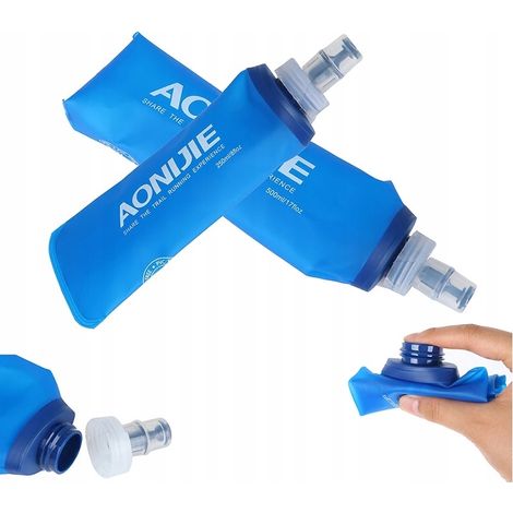 Weiche, faltbare und flexible blaue Wasserflasche, 500 ml (1/5)