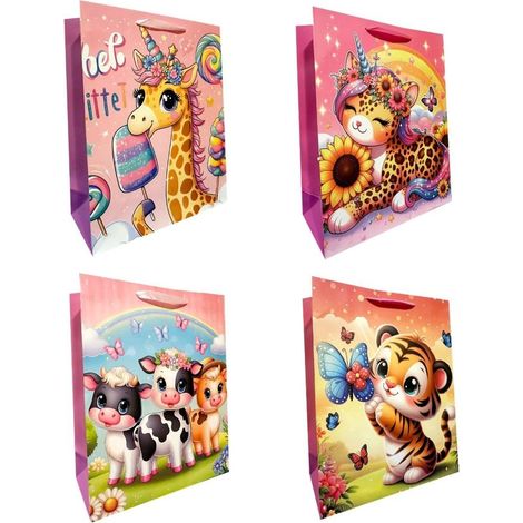 Sacchetto regalo per bambini taglia L con animali assortiti