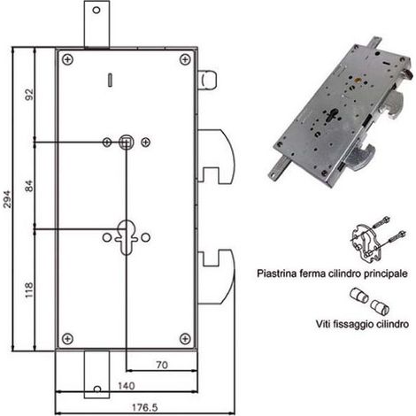 Serratura di Sicurezza Triplice Cilindro E70 SX con Sistema Gripstop - Tesio