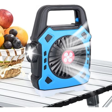 Ventilateur De Camping Avec Lumière - Équipement Transportable Ventilateur Et Lampe De Camping Pour Van, Camping-car, RV, Voiture, Voyage En Plein Air, Pêche, Plage, Maison, Camion