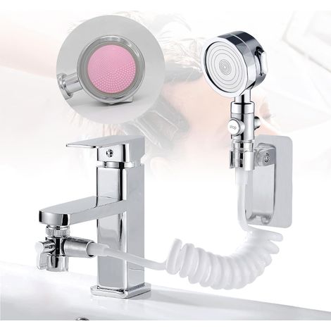 Shower Head for Washbasin, Bathroom Shower Head with Telescopic Hose for Pet Shower, Washing Hair or Cleaning the Sink (1/5)