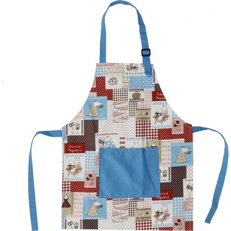 Tablier Coton Motif Agneau Rouge Poche Réglable (1/5)