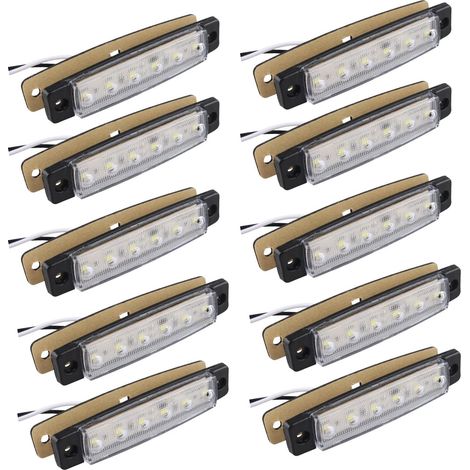 10pcs 12V feux de position latéraux 6SMD LED Lampe avant feux de position latéraux arrière pour remorque camion caravane camper van camion bus bateau tracteur moteur blanc
