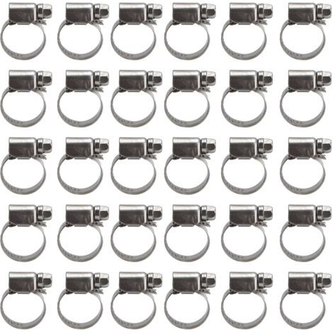 Lot de 30 colliers de serrage réglables de style allemand en acier inoxydable 304 pour tuyaux de carburant, diamètre 11-20 mm (1/5)
