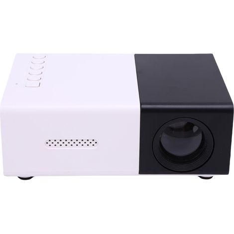 Projecteur portable HD 1080p pour home cinéma en extérieur, compatible avec cartes mémoire USB AV et interface multimédia HD pour téléphones et ordinateurs portables. Noir et blanc, prise européenne. (1/5)