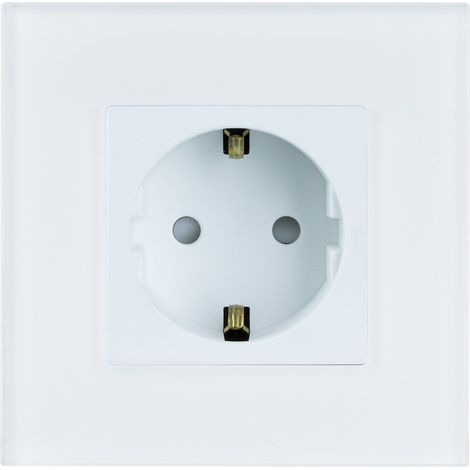 Presa Tipo F Schuko Con Cornice in Vetro Modern Bianco (1/5)