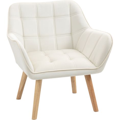 Poltrona Skandinavisches Design aus Holz und cremefarbenem Samt, für Wohnzimmer oder Büro, 67 x 61,5 x 71 cm