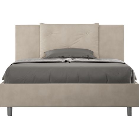 Letto alla Francese rivestito in Microfibra - APPIA - Dimensione Rete: 140x190 - Colore: Sabbia - Tipologia Letto: Senza Rete (1/4)