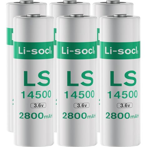 Lot de 6 Piles LS1450O, 3,6 V AA Lithium 2800mAh Batterie ER1450O Lithium Haute Capacité (Non-Rechargeable) (1/5)