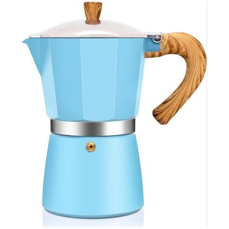 Aluminum Espresso Stovetop Moka Pot Express Coffee Maker Percolator Italian Classic Mocha Coffee Machine for Italian and Cuban Cafe Brewing, 300ml 6 Cup bleu (1/5)