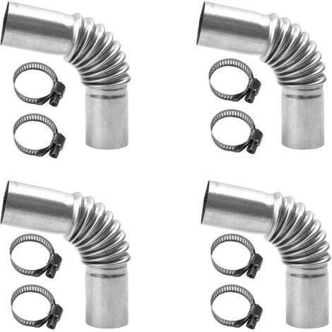 Ensemble de 4 tuyaux d'échappement pour chauffage diesel, raccord coudé en acier inoxydable de 25 mm avec 4 colliers de serrage, argent. (1/4)