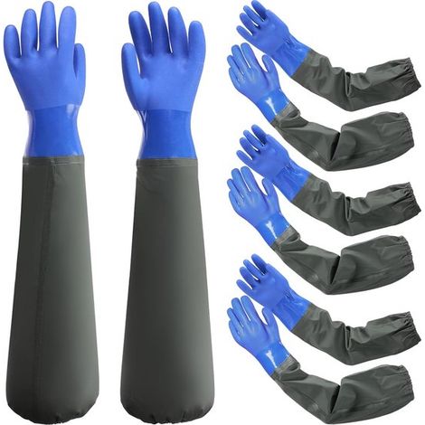Lot de 3 paires de gants en caoutchouc résistants aux produits chimiques, 70 cm – Gants longs, imperméables et robustes pour aquarium et manipulation de produits chimiques (1/5)