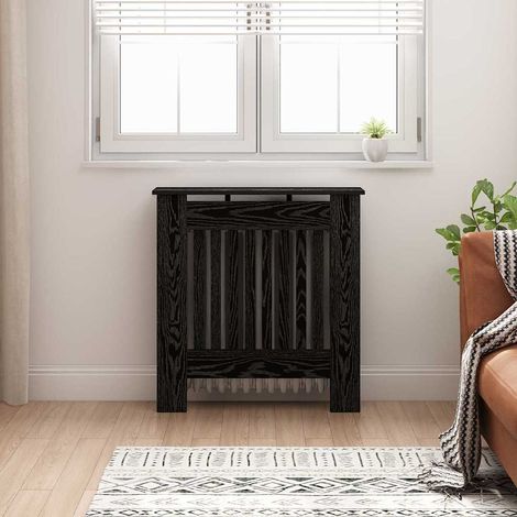 vidaXL  Radiator Cover  Black Oak 78 x 19 x 81.5 cm Engineered Wood