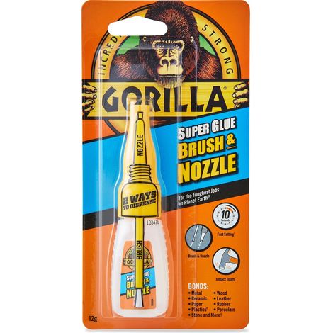 Gorilla Super Glue with Brush & Nozzle, 12g (Model: GRGGSGB12) (1/4)