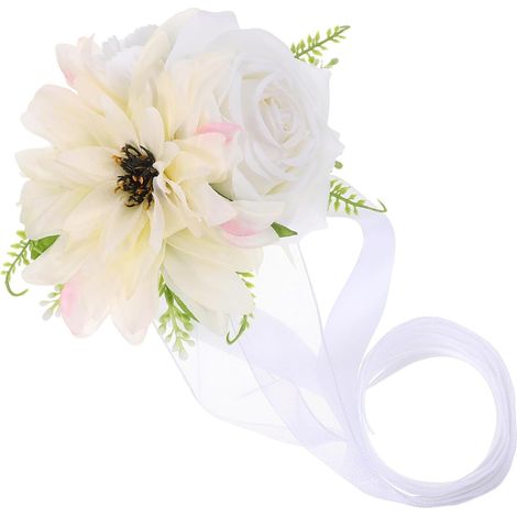 Reusable White Silk Fabric Flower Tiebacks for Bohemian Romantic Wedding Curtain and Chair Back Decoration, for Bridal Aisle (1/5)