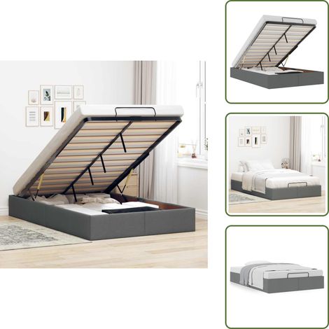 Meccanismo di sollevamento - vidaXL Struttura Letto Pouf senza Materasso 120x200 cm in Tessuto - Letto con doghe