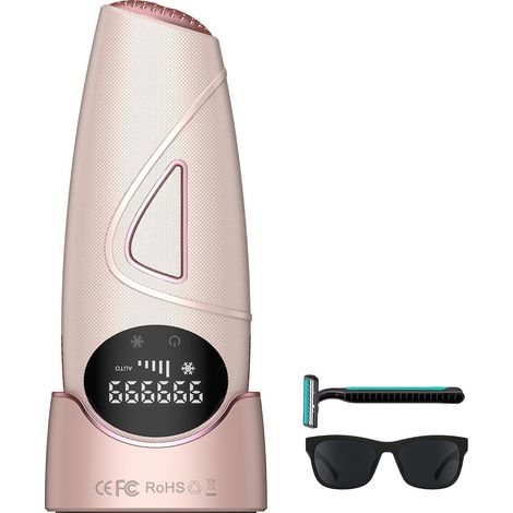 Épilateurs à lumière pulsée, appareil d'épilation au laser IPL, 5 intensités Épilateurs, 2 en 1 pour femmes et hommes, visage, corps, bikini, aisselles, lunettes de sécurité IPL incluses (Rose) (1/5)