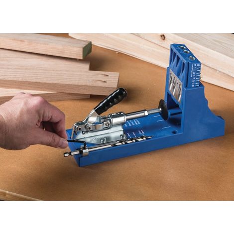 Gabarit de perçage Kreg K4 – Guide à 3 trous en acier trempé – Réglage 3,2 mm – Épaisseur matériaux 12,7 à 38,1 mm