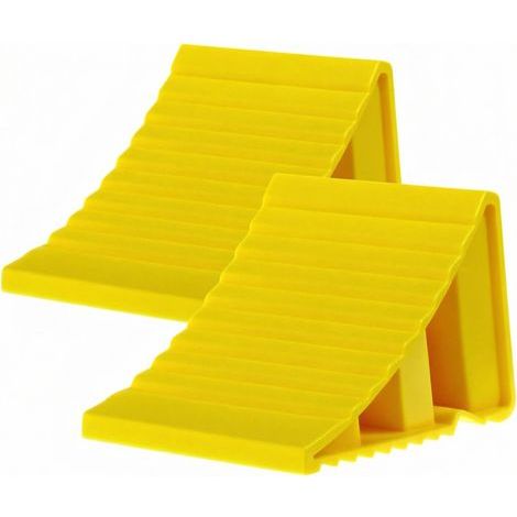 2 Pieces Plastic Wheel Chock 200 x 120 x 110 mm, Trailer Chocks, Suitable for Caravan Trailers, Yellow (1/5)