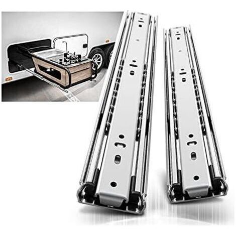 Glissières tiroir robustes 400mm, Coulisse de tiroir à roulement à billes à extension complète Rail, Capacité de charge 68 kg 1 paire (1/4)