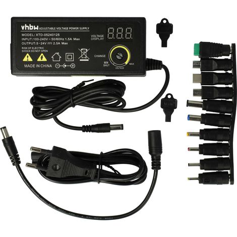 vhbw Universal Netzteil für Elektrogeräte - AC/DC Netzadapter mit 10 Steckern, Micro USB, USB C, diverse Rundstecker 5 - 24V (1/5)