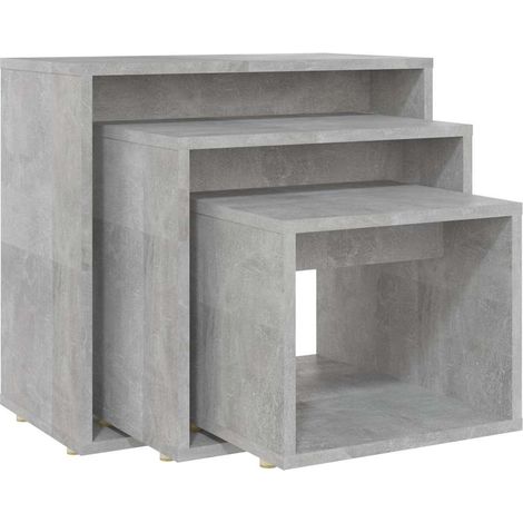 Maison Exclusive - Tavolini Impilabili 3 pz Grigio Cemento in Legno Multistrato (1/5)
