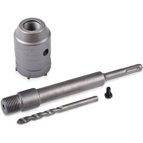 Scie cloche SDS 40 mm + bielle 200 mm + foret hélicoïdal + vis de positionnement, pour murs en béton armé, briques, ouvertures de climatisation (1/5)