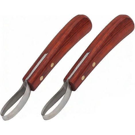 Ovale Hufmesser mit Hufschmiedöse, Griff aus Holz und Gummi, multifunktionales Werkzeug für Rinder und Pferde. (1/5)