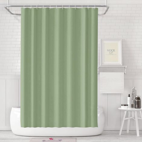 Rideau de douche 180x200, Rideau de bain anti-moisissure pour salle de bain, Rideau pour baignoire et douche en plastique imperméable lavable, Rideau de douche lavable PEVA avec 12 anneaux de (1/5)