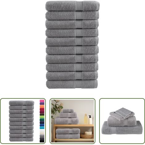 Baumwolle - Premium Handtücher SOLUND 10 Stk. Grau 100x200 cm 600 g/m² (1/5)