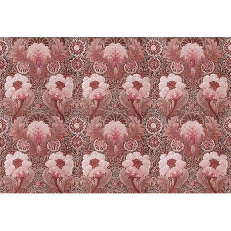 Papier peint panoramique rose & blanc salle de bain Tapisserie panoramique floral à motif graphique Papier peint panoramique zen fleur (1/2)