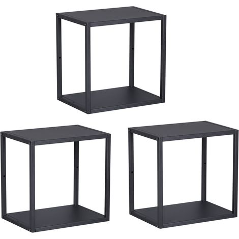 Wandregal Nostened 3er Set Schwarz [en.casa]