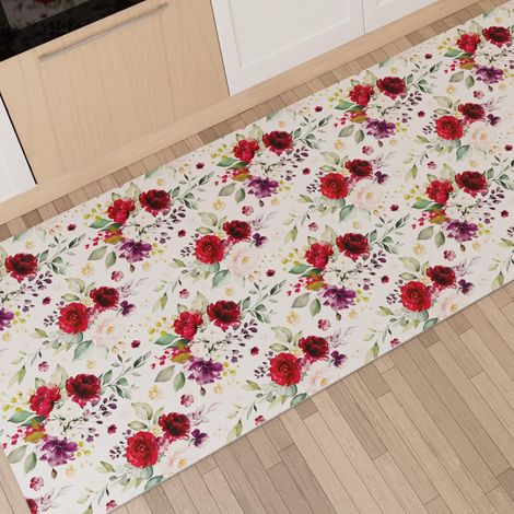 PETTI Artigiani Italiani - Tappeto Cucina Passatoia Cucina Antiscivolo e Lavabile 52x180 cm Disegno Floreale 07 100% Made in Italy (1/5)