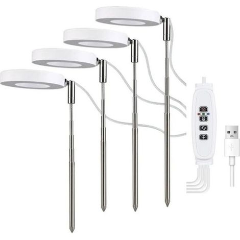 4 lampes de croissance rétractables, 3,5 pouces, 48 LED rouge et bleu, 10 niveaux de luminosité, minuterie intégrée, hauteur réglable 17–63 cm (1/5)
