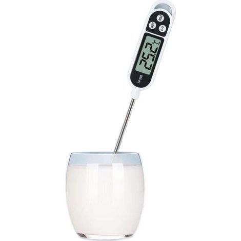 BUNTHAUS CSPARKV Thermometre Cuisine avec Écran LCD Thermomètre Numérique Digital avec Sonde Longue Haute Précision,Lecture instantané Thermomètre Cuisson,pour BBQ,Huile,Viande,Nouriture,Lait,Vin,Eau 