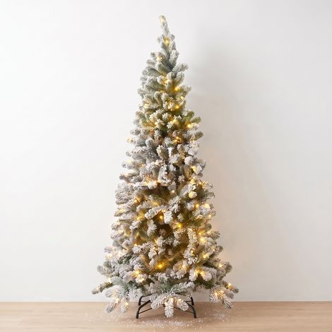 Albero di Natale LED mezzo innevato 210 cm – 190 luci LED calde, IP44 (1/2)