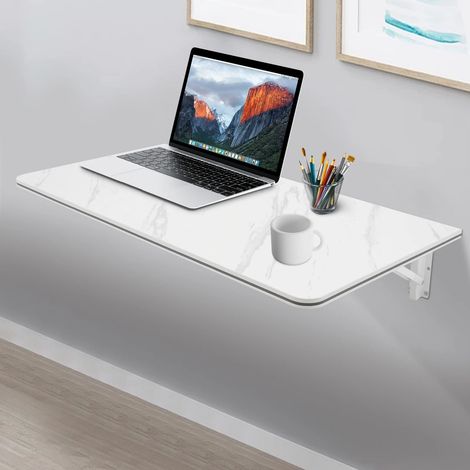 Table pliante murale blanche 80x40cm peut être utilisé comme table de salle à manger, bureau, bureau d'écriture (1/5)