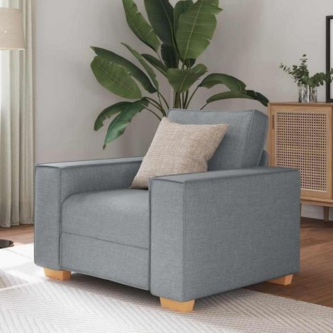 Sofa Stuhl Hellgrau 60 cm Stoff für Wohnzimmer & Büro mit breiten Armlehnen (1/5)