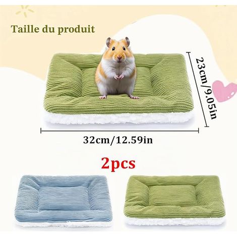 Plush Bed for Small Animals, Rabbit Bed, Green Blue Plush Mat Blanket for Rabbit, Chinchilla, Squirrel, Hamsters, Guinea Pig Hedgehog, Small Animals (1/4)