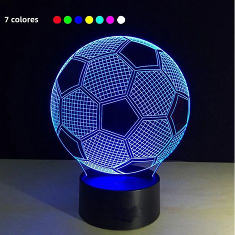 Veilleuse 3D à motif de football avec illusion d’optique et changement de couleur tactile, éclairage d’ambiance 7 couleurs pour chambre à coucher, lampe LED incluse, alimentation DC (1/4)