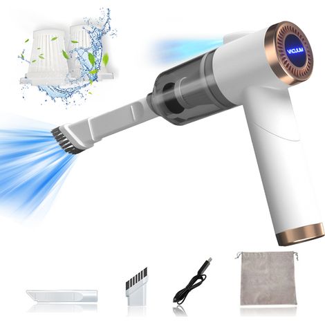 Aspirateur de voiture portable sans fil, pliable à 90°, pour le nettoyage de la voiture et de la maison. Aspiration de 9000 Pa, 120 W, rechargeable et sans fil, avec éclairage LED. (1/2)