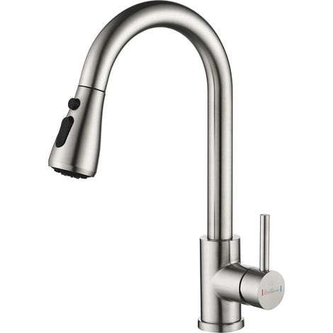 Robinet Cuisine Mitigeur Cuisine Douchette avec 2 Modes de Pulvérisation Pivotant à 360° d'Évier à Arc Élevé Pulvérisateur Escamotable Froid & Chaud Disponible(noir)