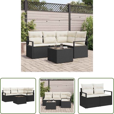 Poly-Rattan - Sofa Set 5 pcs Schwarz Poly-Rattan (1/5)