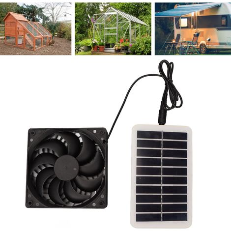 Ventilateur Extracteur Solaire Portatif 3W Pour Maisons d'Animaux, RV et Serres – Matériau ABS et Silicium Monocristallin, Dimensions 12x12x2.5cm (1/5)